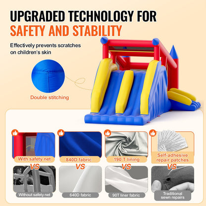 Outdoor Inflatable Bouncy Castle with Slide & Blower, 4.6x2.6x2.3m, 136 kg Capacity