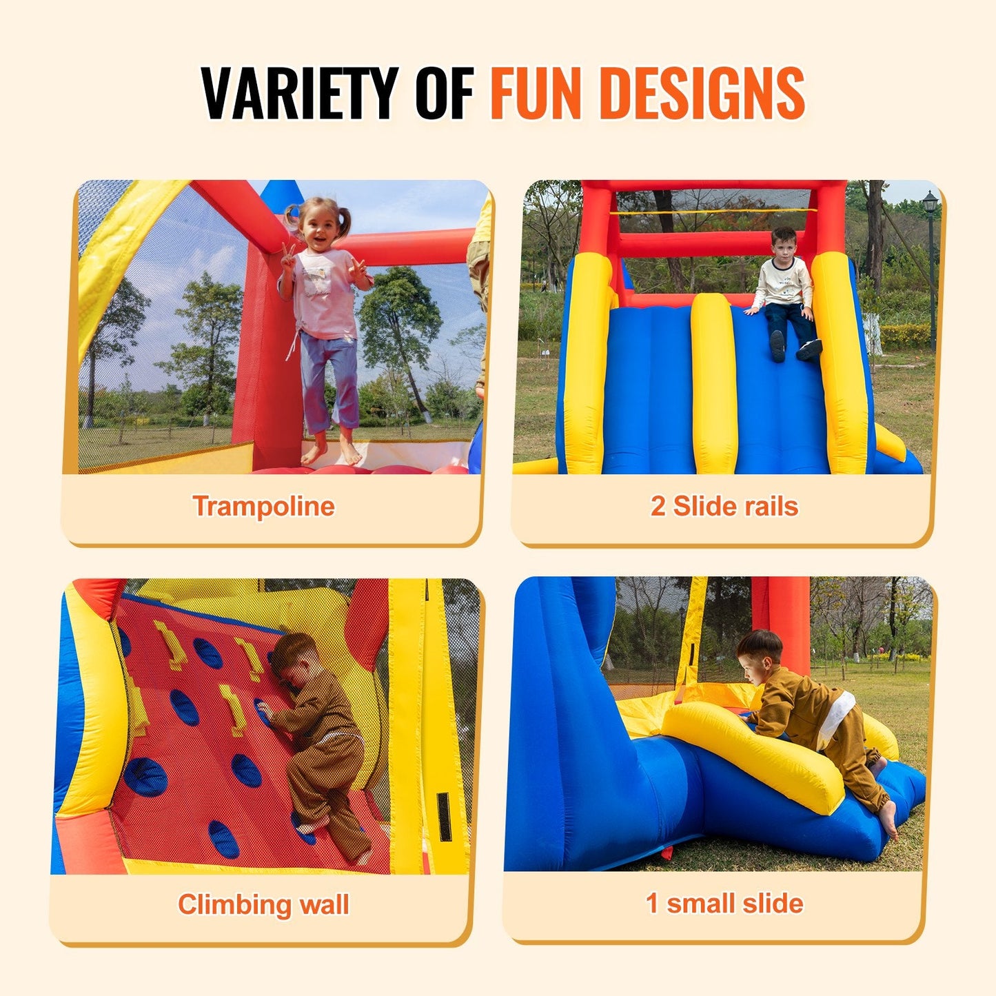 Outdoor Inflatable Bouncy Castle with Slide & Blower, 4.6x2.6x2.3m, 136 kg Capacity