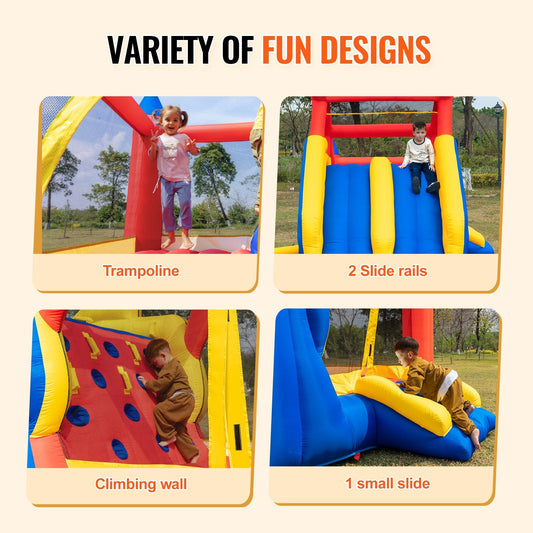 Outdoor Inflatable Bouncy Castle with Slide & Blower, 4.6x2.6x2.3m, 136 kg Capacity