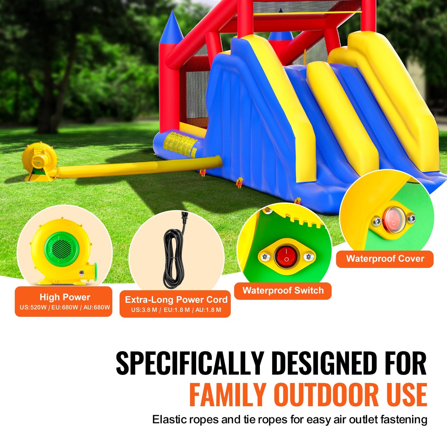 VEVOR Inflatable Bounce House, Outdoor High Quality Playhouse Trampoline, Jumping