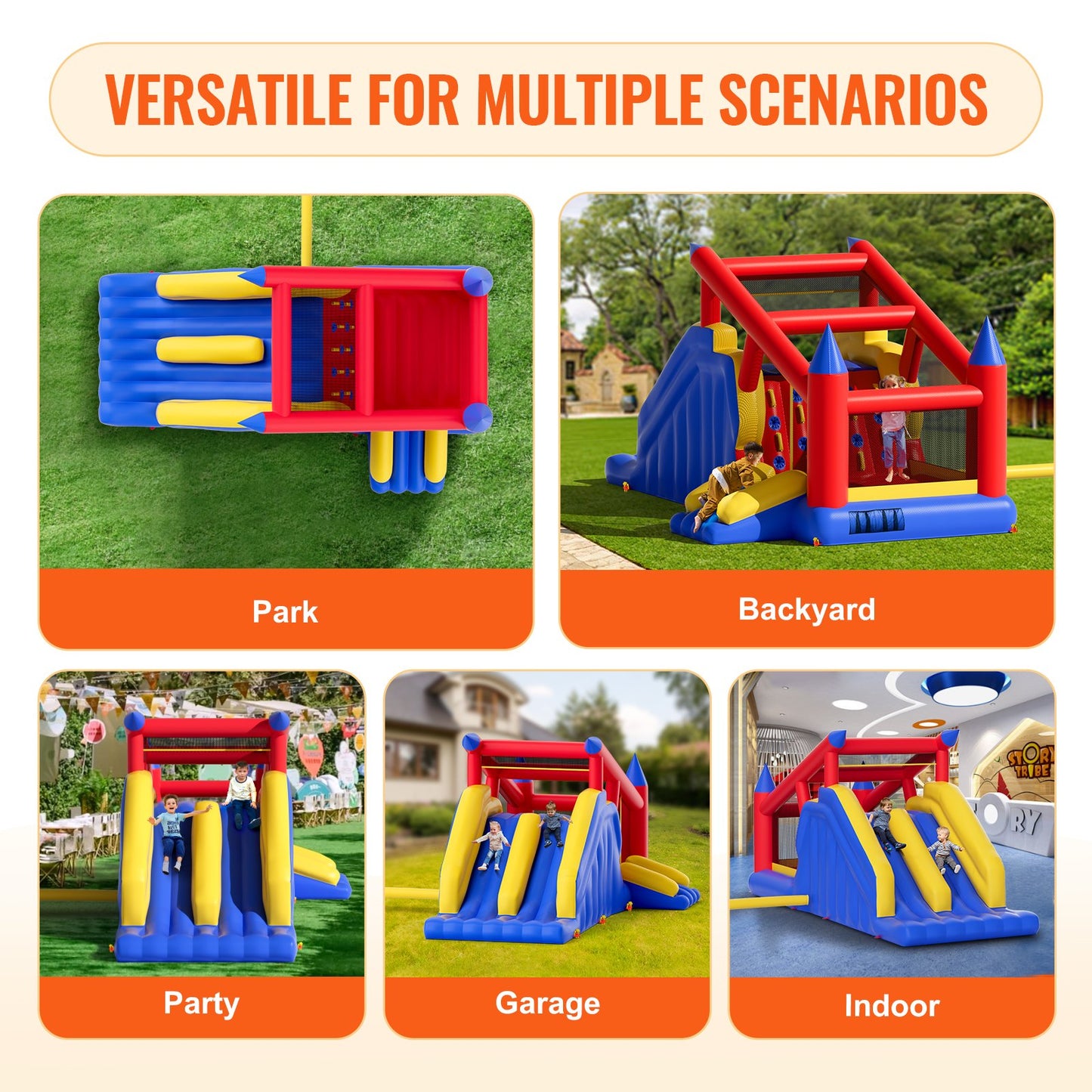 VEVOR Inflatable Bounce House, Outdoor High Quality Playhouse Trampoline, Jumping