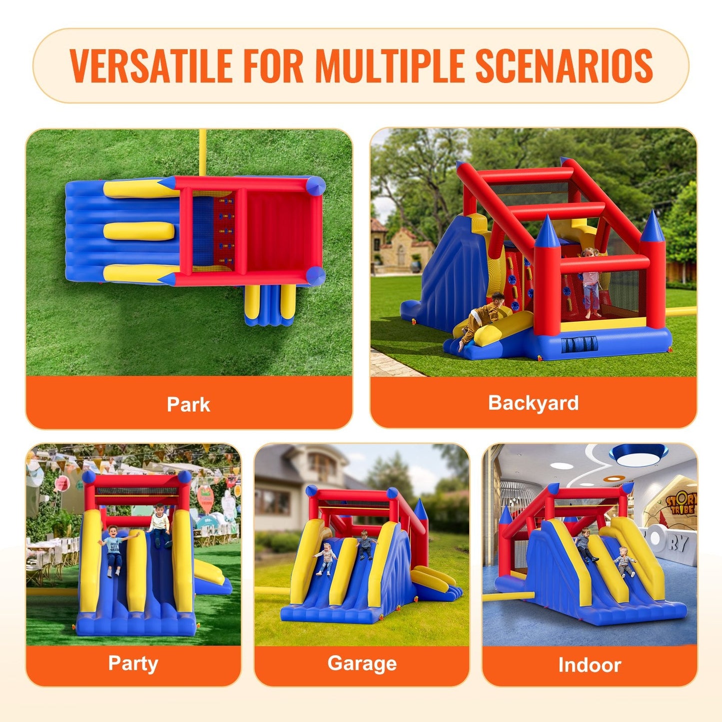 Outdoor Inflatable Bouncy Castle with Slide & Blower, 4.6x2.6x2.3m, 136 kg Capacity