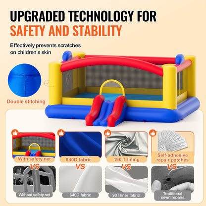 Inflatable Playhouse Trampoline with Slide & Blower, 4.5x4.4x2m, 181 kg Capacity