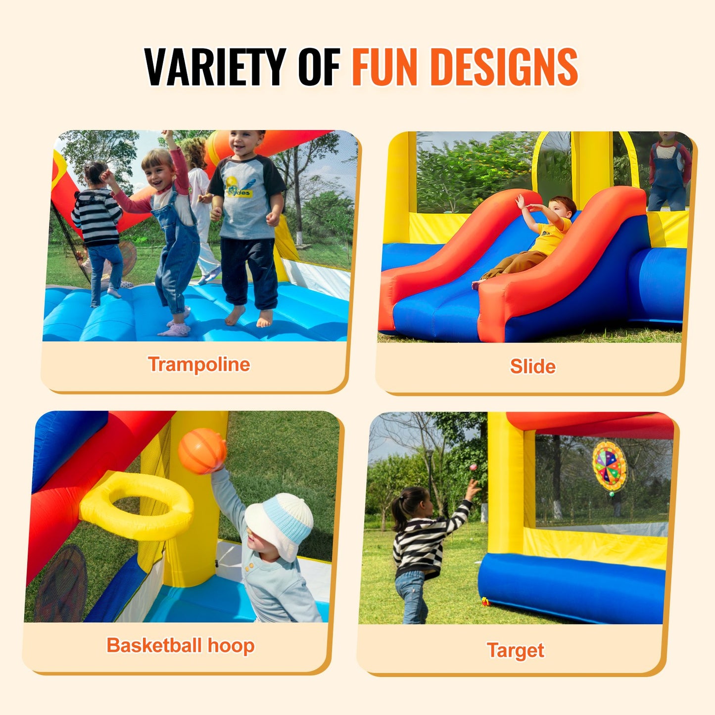 VEVOR Inflatable Bounce House, Outdoor High Quality Playhouse Trampoline, Jumping