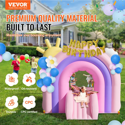 VEVOR Inflatable Bounce House, Indoor Outdoor Playhouse Trampoline, Kid Jumping
