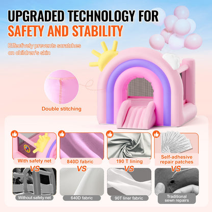 VEVOR Inflatable Bounce House, Indoor Outdoor Playhouse Trampoline, Kid Jumping