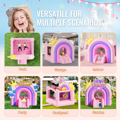 Inflatable Kids Bounce House with Slide and Blower, 2.8x2.3x2.3m, 90kg Capacity