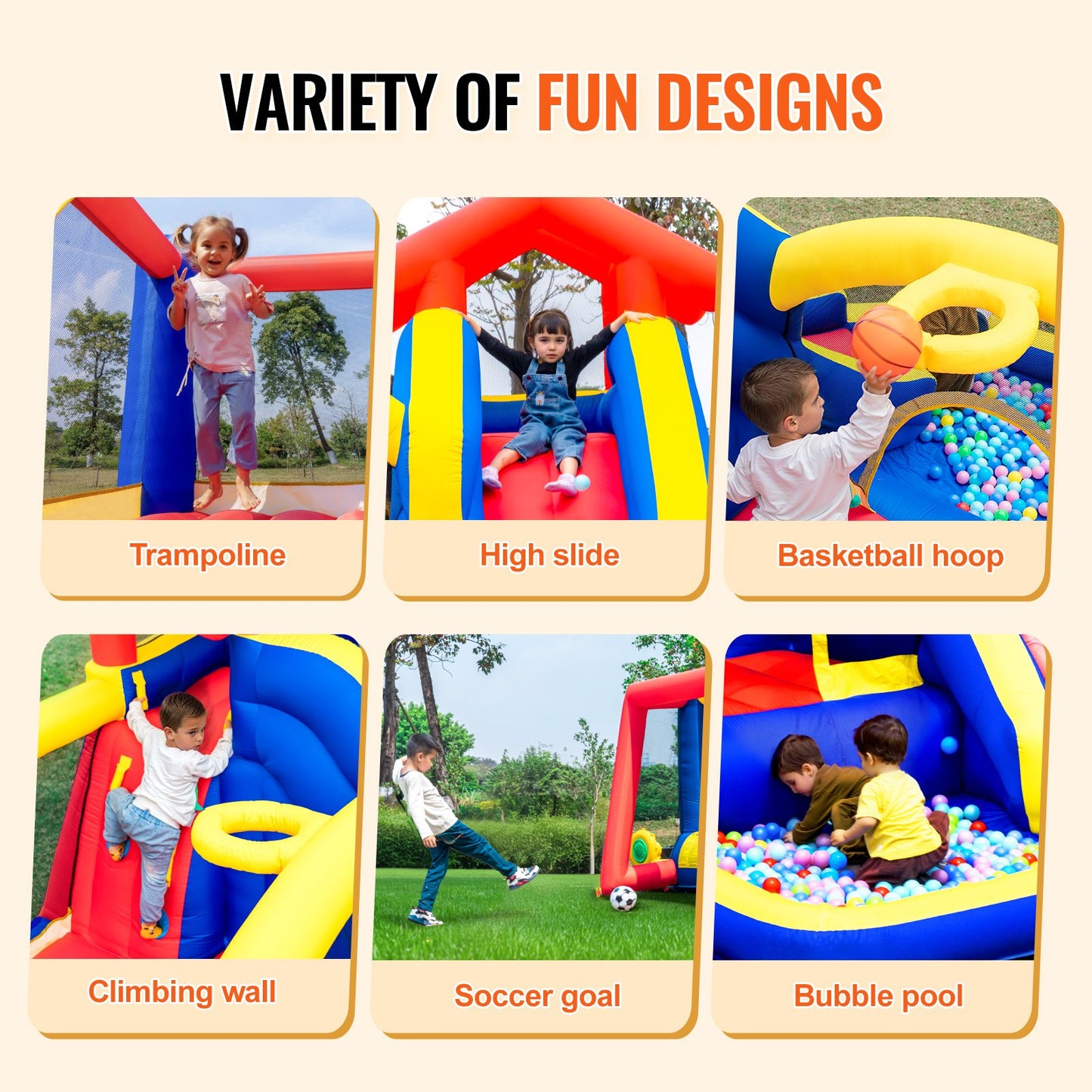 VEVOR Inflatable Bounce House, Outdoor High Quality Playhouse Trampoline, Jumping