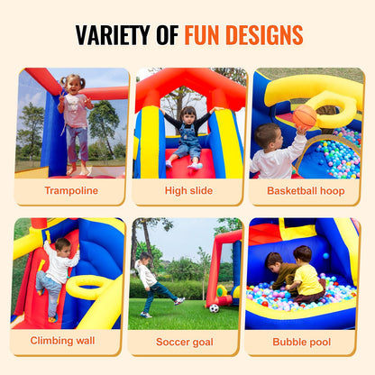 Inflatable Outdoor Playhouse Trampoline with Slide and Blower, 3.3x3x2.3m