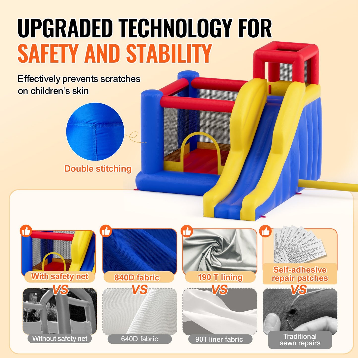 VEVOR Inflatable Bounce House, Outdoor High Quality Playhouse Trampoline, Jumping