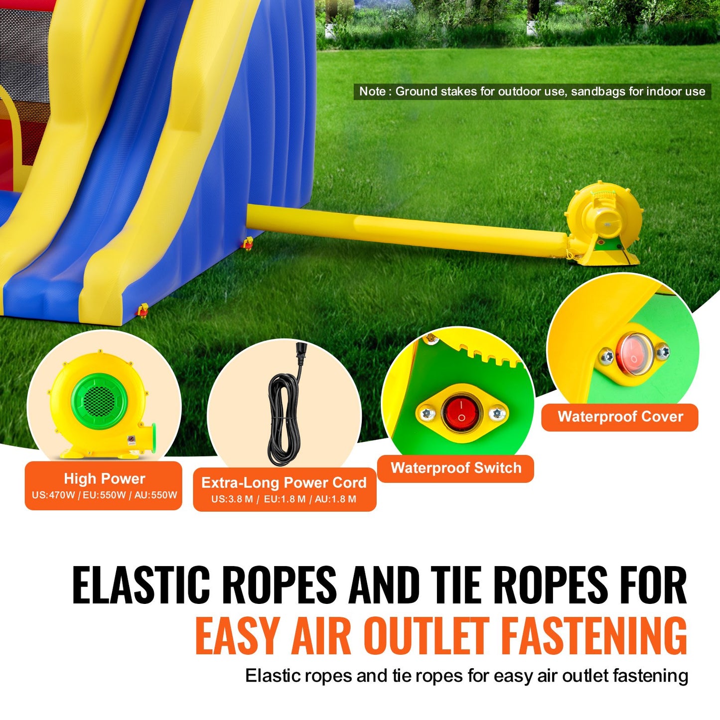 VEVOR Inflatable Bounce House, Outdoor High Quality Playhouse Trampoline, Jumping
