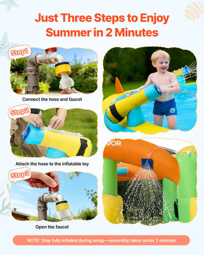 Inflatable Bounce House, 3.82 x 3.98 x 1.97 m Inflatable Bounce House Water Slide, Bouncer Castle with Castle Bounces, Basketball Hoop, Splash Pool & Water Ring Toss, for 3 to 4 Kids Ages 3 to 8