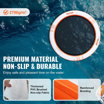 Inflatable Floating Dock with 2.43m Trampoline and Ladder for Beach and Pool Fun