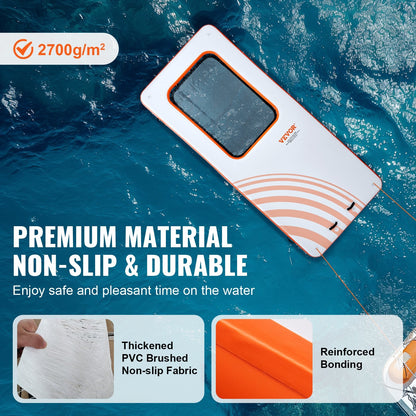 Inflatable Floating Water Dock with 1.2x1.8m Trampoline & Ladder, 4.57x1.98m Platform