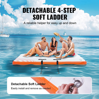 VEVOR Inflatable Floating Dock, 6 x 5FT Inflatable Dock Platform, Non-Slip Water