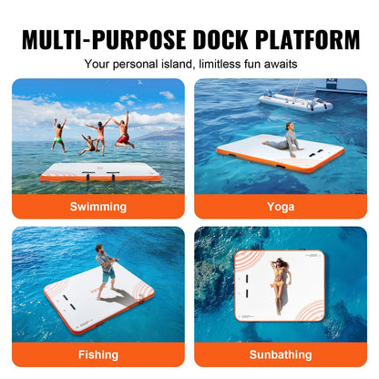 Inflatable Floating Dock Platform with Ladder and Pump, 1.82 x 1.52 m, 11 kg