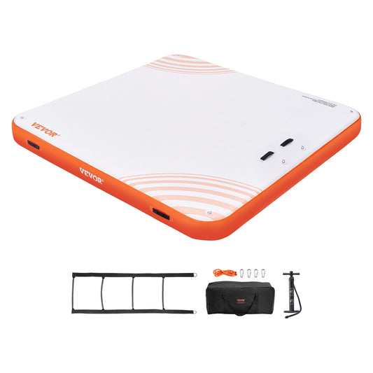 VEVOR Inflatable Floating Dock, 7 x 7FT Inflatable Dock Platform, Non-Slip Water