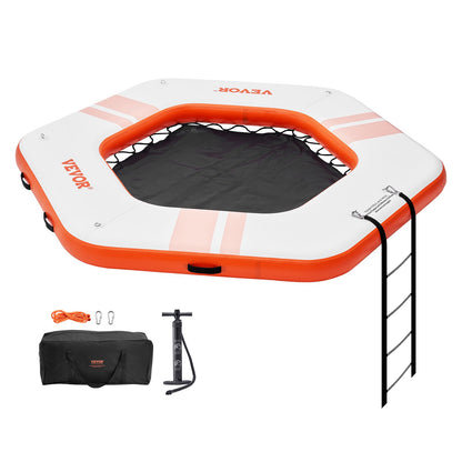 VEVOR Inflatable Floating Dock, ø2.59 m Inflatable Dock Platform with ø1.52 m Trampoline