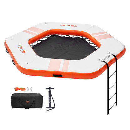 Inflatable Floating Water Dock with 1.52m Trampoline & Ladder, 2.59m Platform