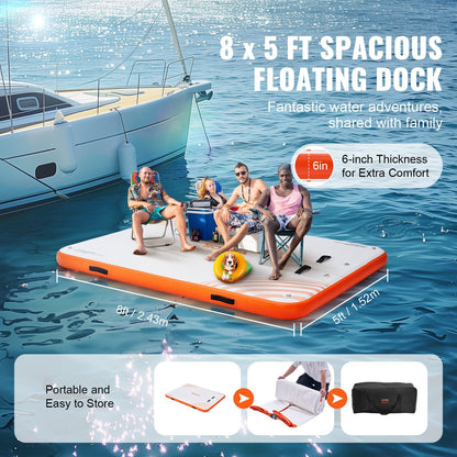 Inflatable Floating Dock Platform with Ladder & Pump, 2.43 x 1.52 m, 14.8 kg