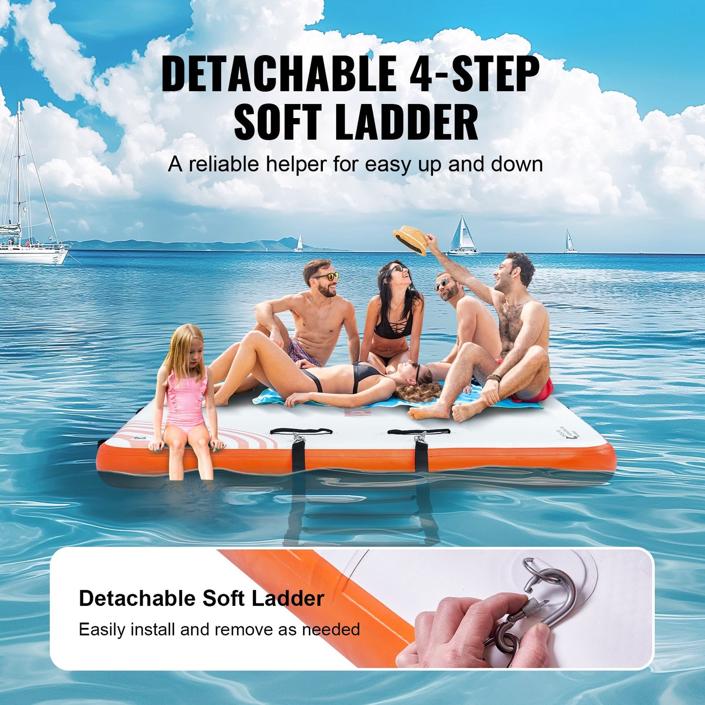 VEVOR Inflatable Floating Dock, 8 x 5FT Inflatable Dock Platform, Non-Slip Water