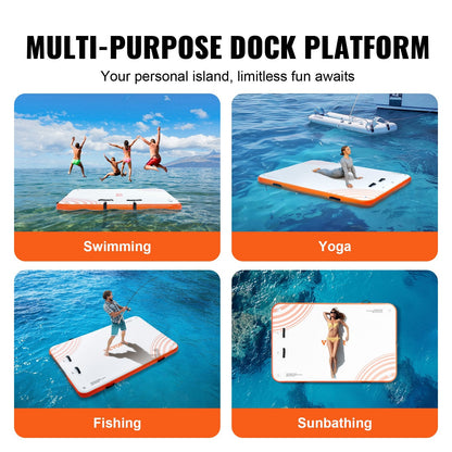 Inflatable Floating Dock Platform with Ladder & Pump, 2.43 x 1.52 m, 14.8 kg