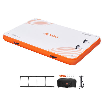 Inflatable Floating Dock Platform with Ladder & Pump, 2.43 x 1.52 m, 14.8 kg