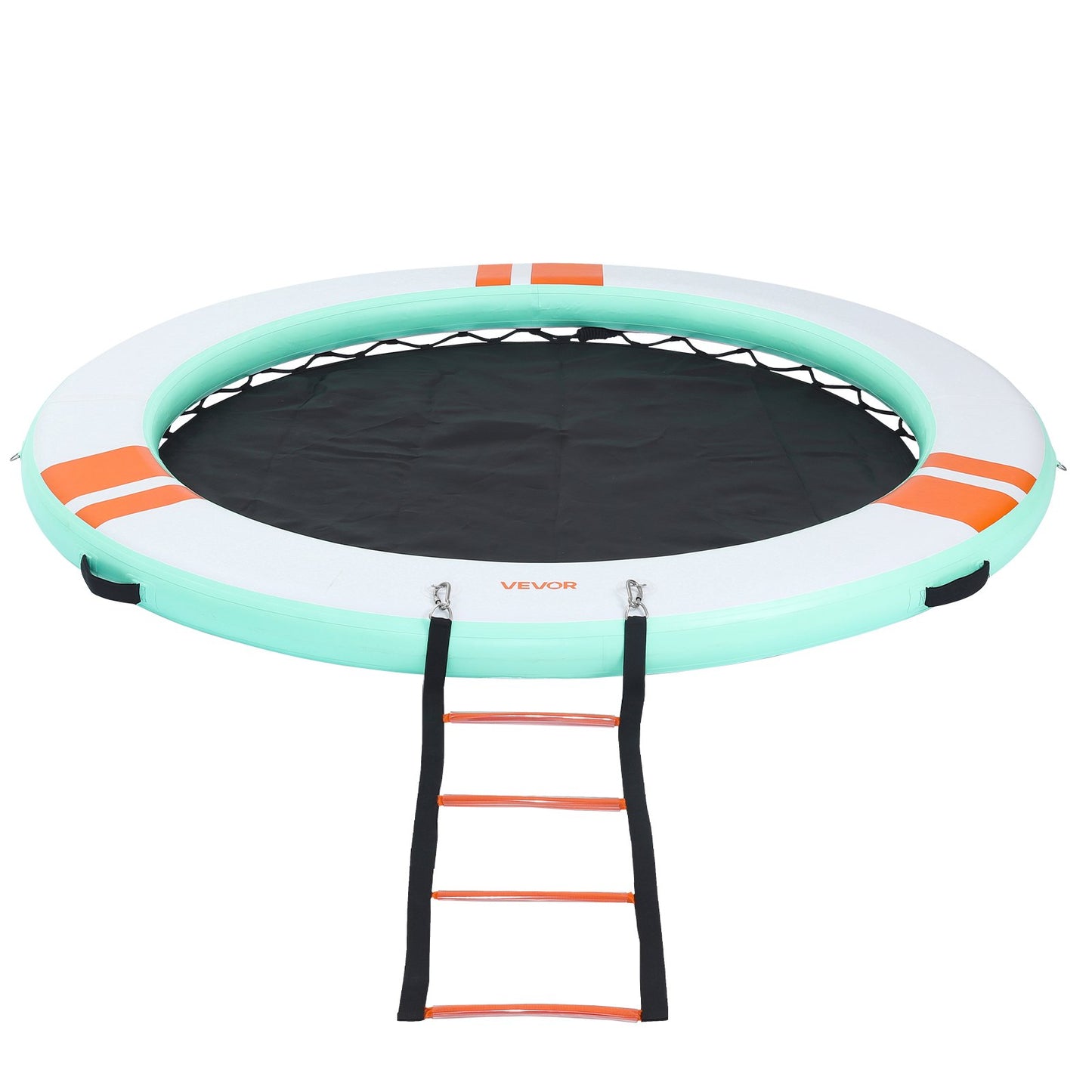 Inflatable Floating Dock, 2.44 M Round Inflatable Dock Platform, Non-Slip Water Floating Mat with Portable Carrying Bag & Detachable Ladder, Platform Island Raft for Pool Beach Ocean