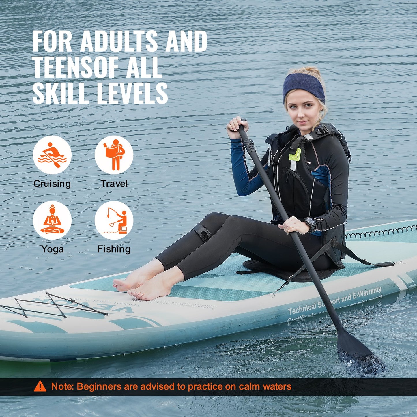 VEVOR Inflatable Stand Up Paddle Board, 3230 x 838 x 152 mm SUP Paddleboard with