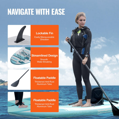 Inflatable SUP Paddleboard with Kayak Seat, Accessories, and Backpack