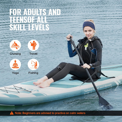 Inflatable SUP Paddleboard with Kayak Seat, Accessories, and Backpack