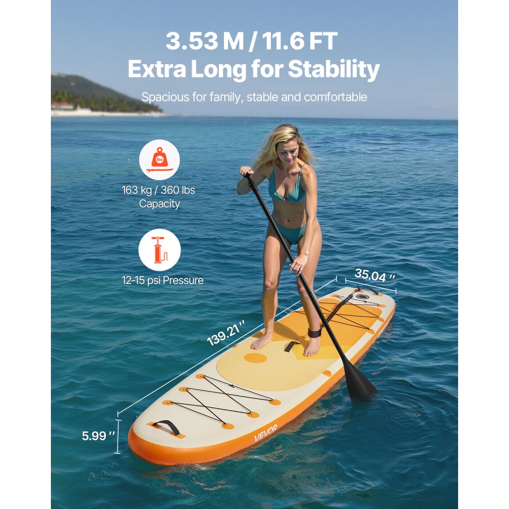 VEVOR Inflatable Stand Up Paddle Board 3.53m Sup Surfboard with Paddle Accessory
