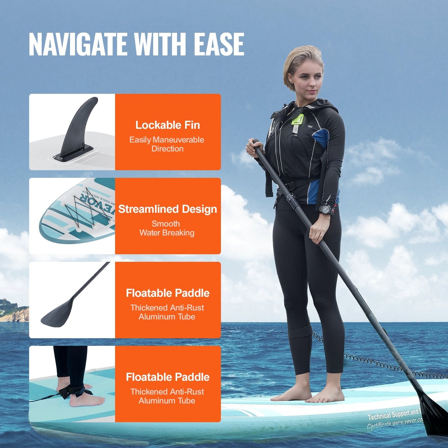 Inflatable SUP Paddle Board, 3.35m Long with Accessories & Non-Slip Deck