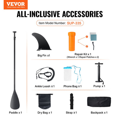 VEVOR Inflatable Stand Up Paddle Board, 3352×838×152 mm Wide SUP Paddleboard, with