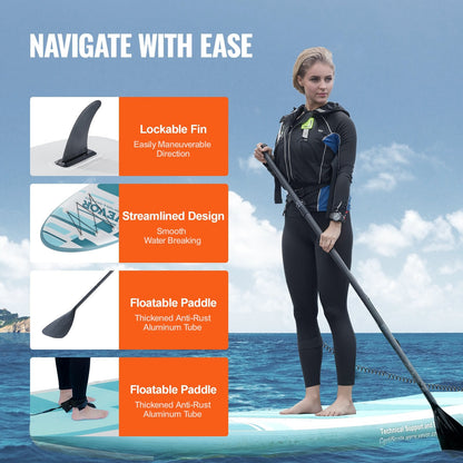 Inflatable SUP Paddleboard with Accessories, 3.05m x 0.84m x 0.15m, 149.7 kg Capacity