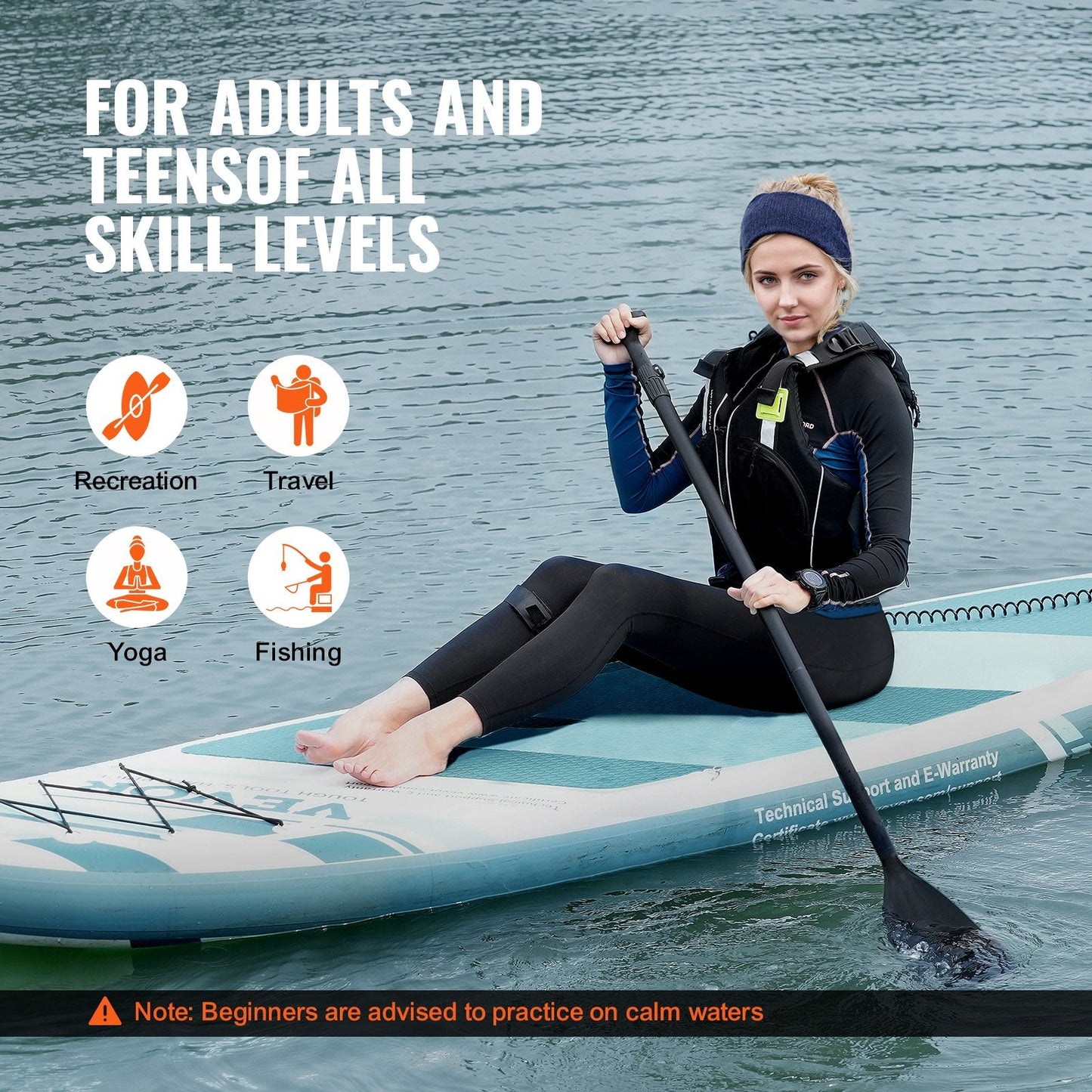 Inflatable SUP Paddleboard with Accessories, 3.05m x 0.84m x 0.15m, 149.7 kg Capacity
