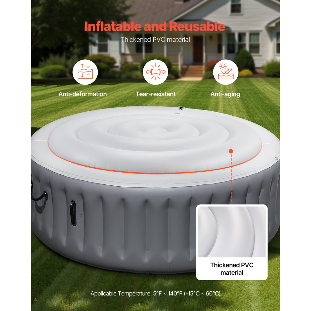 VEVOR Inflatable Hot Tub Cover 137cm Round Lid Weatherproof and Waterproof White