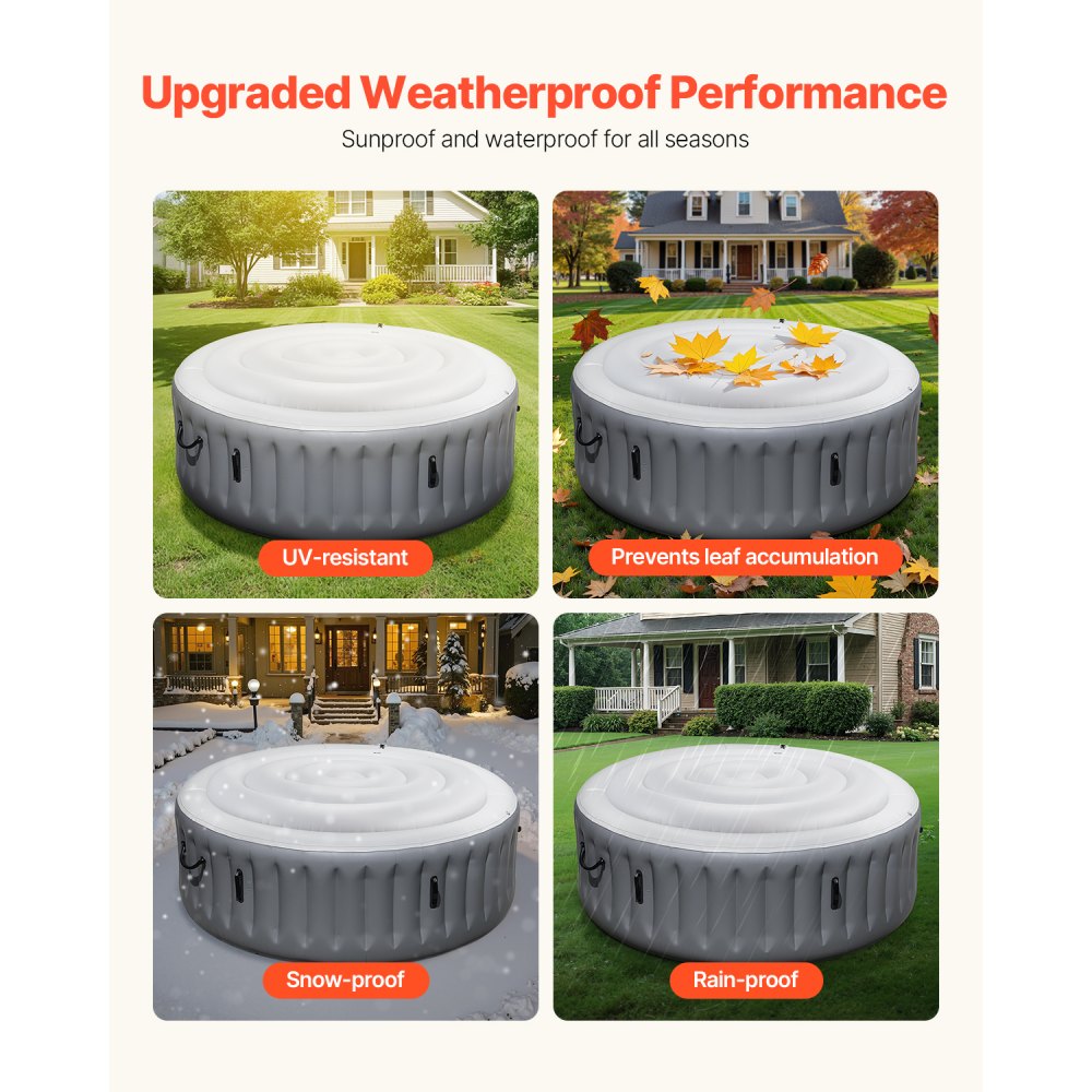 VEVOR Inflatable Hot Tub Cover 137cm Round Lid Weatherproof and Waterproof White