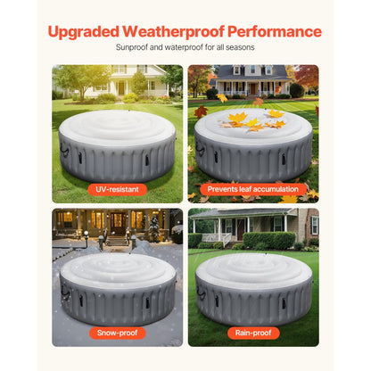 VEVOR Inflatable Hot Tub Cover 137cm Round Lid Weatherproof and Waterproof White