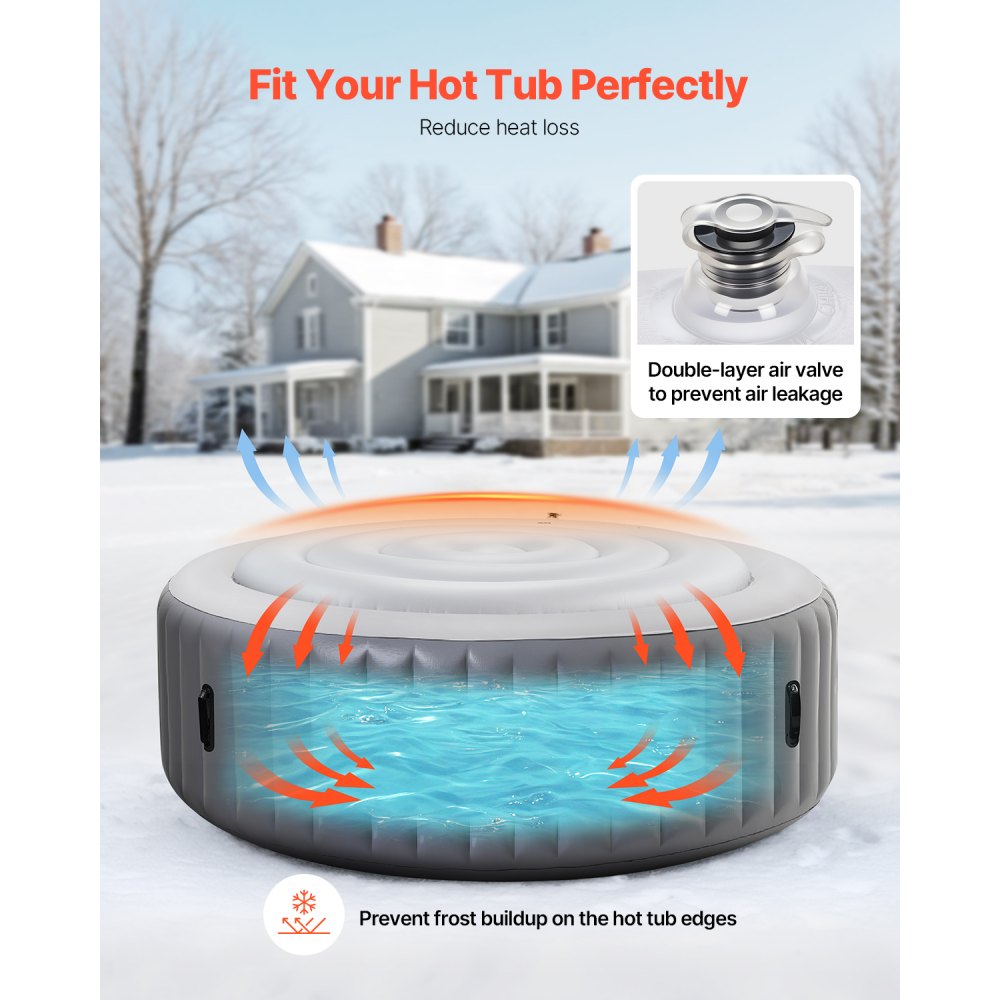 VEVOR Inflatable Hot Tub Cover 137cm Round Lid Weatherproof and Waterproof White