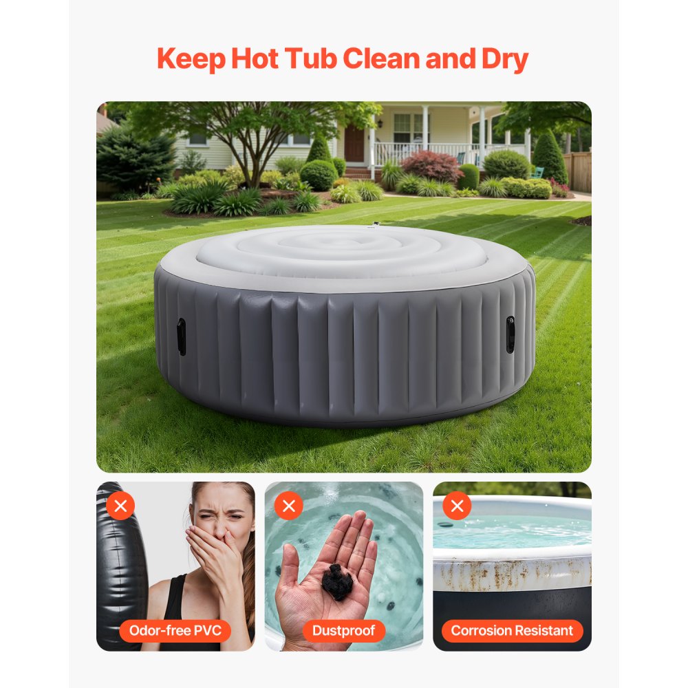 VEVOR Inflatable Hot Tub Cover 137cm Round Lid Weatherproof and Waterproof White