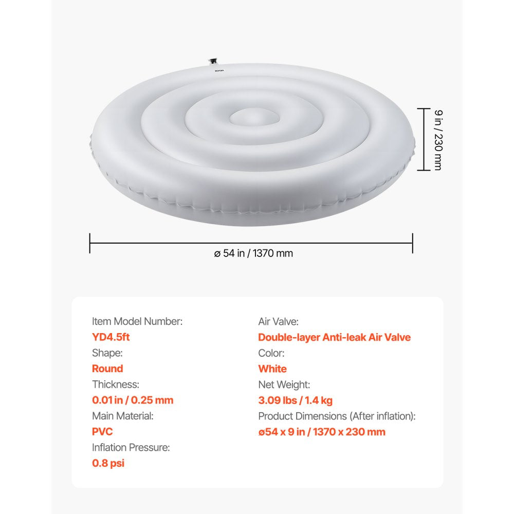VEVOR Inflatable Hot Tub Cover 137cm Round Lid Weatherproof and Waterproof White