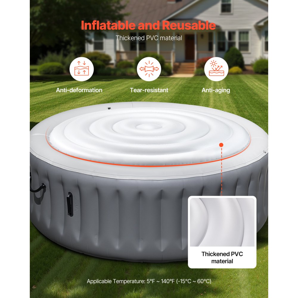 Inflatable Hot Tub Cover 165cm Round Lid Weatherproof and Waterproof White
