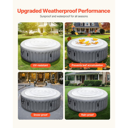 Inflatable Hot Tub Cover 165cm Round Lid Weatherproof and Waterproof White