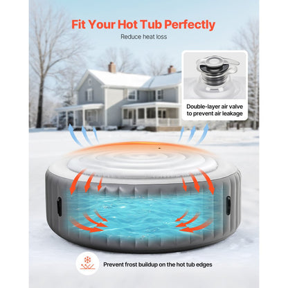 Inflatable Hot Tub Cover 165cm Round Lid Weatherproof and Waterproof White