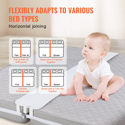 VEVOR Bed Bridge King Bed Connector Kit Metal Buckle & Storage Bag 75" L x 12" W