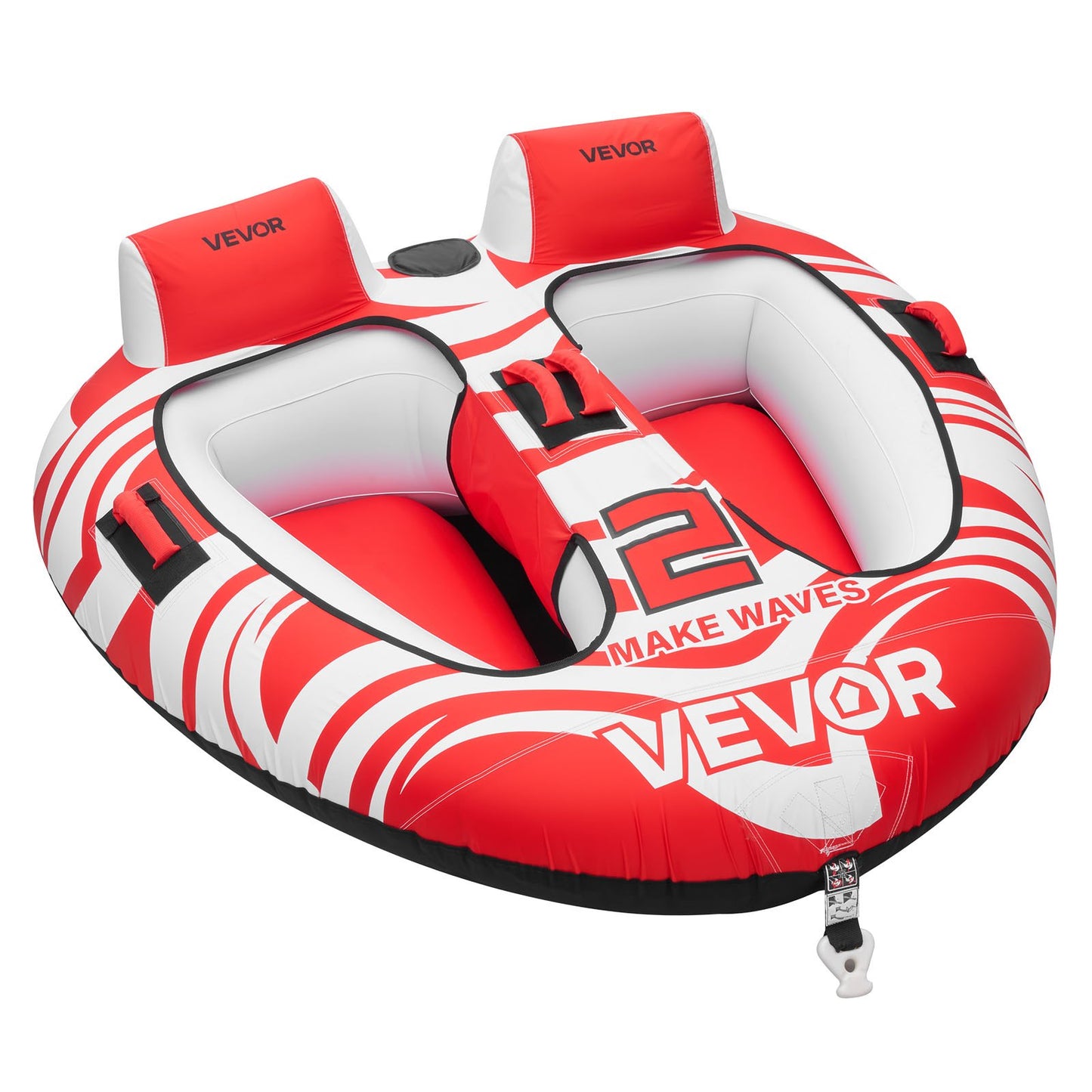 Towable Tubes for Boating, 2-Rider Inflatable Boat Tubes and Towables, 154 kg Capacity Water Sport Tubes for Boat to Pull - with 2 Cockpits, Full Nylon Cover, Padded Grab Handles & Safety Valve
