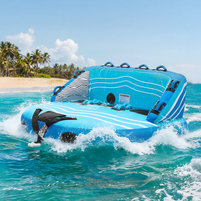 Towable Tubes for Boating, 3-Rider Inflatable Towable Tube for Boat to Pull, 231 kg Capacity Water Sports Boating Tubes - with Full Nylon Cover, Dual Tow Points, Safety Valve & Padded Handles
