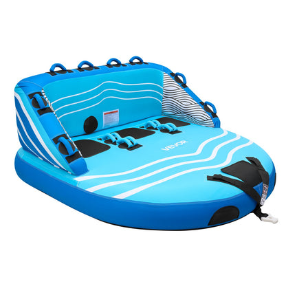 Towable Tubes for Boating, 3-Rider Inflatable Towable Tube for Boat to Pull, 231 kg Capacity Water Sports Boating Tubes - with Full Nylon Cover, Dual Tow Points, Safety Valve & Padded Handles