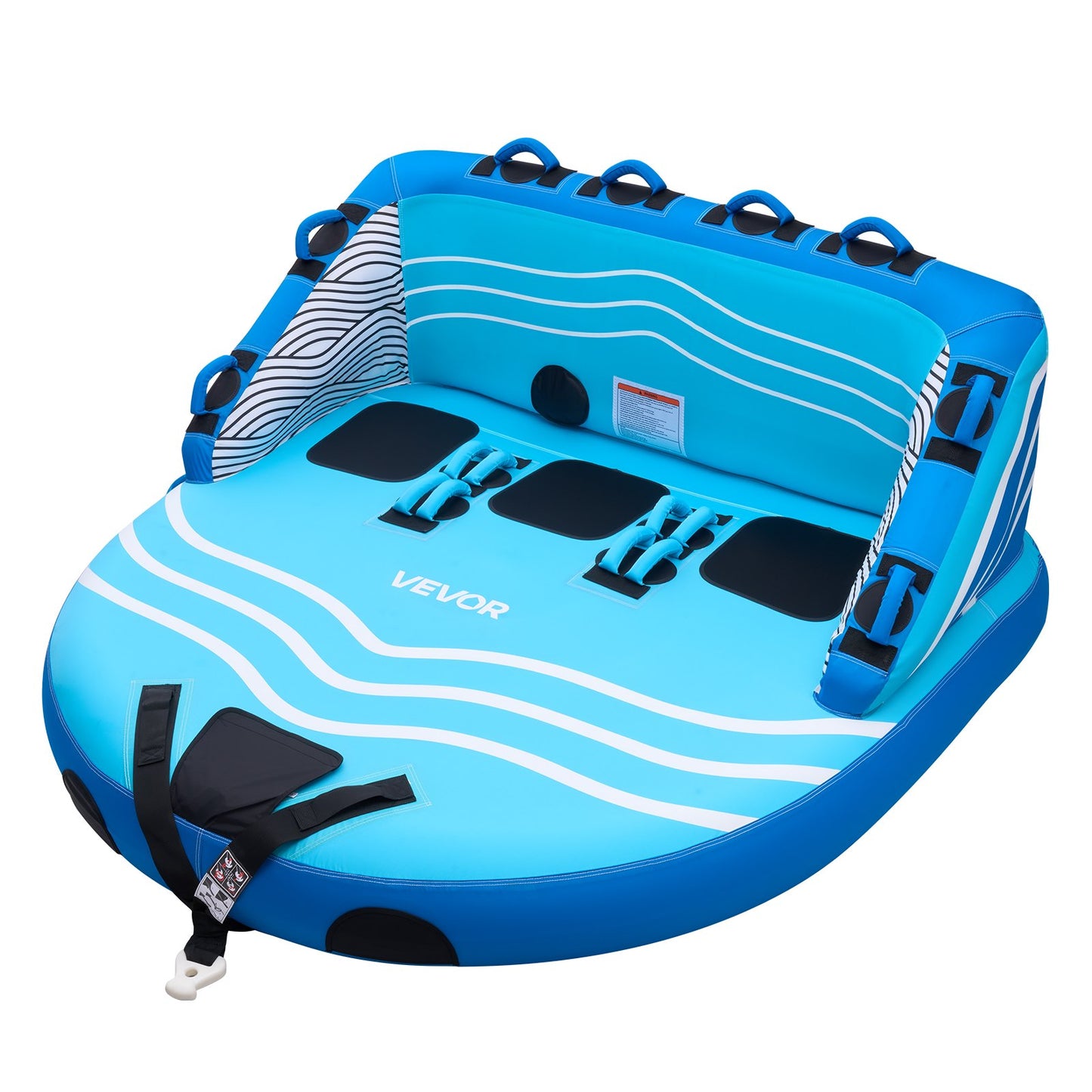 Towable Tubes for Boating, 3-Rider Inflatable Towable Tube for Boat to Pull, 231 kg Capacity Water Sports Boating Tubes - with Full Nylon Cover, Dual Tow Points, Safety Valve & Padded Handles